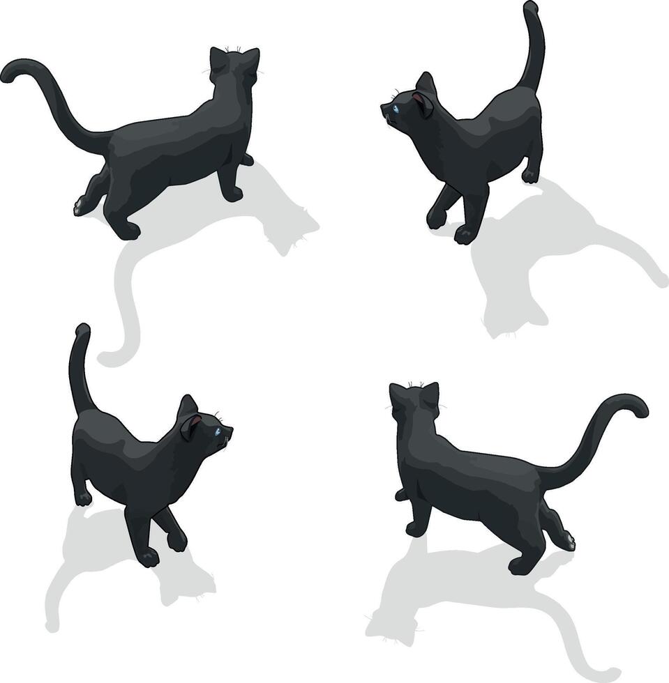 4 Isometric Cats illustration vector