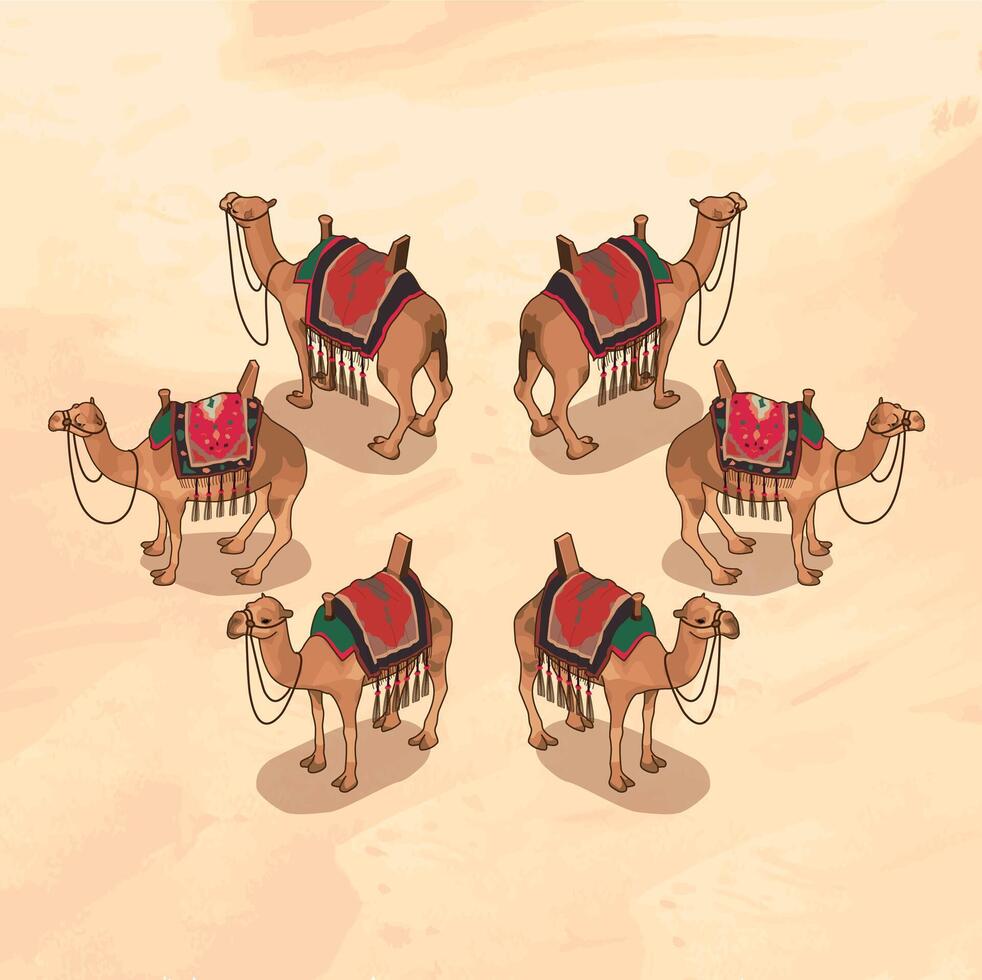 Isometric camel 360 angles with Saddle vector