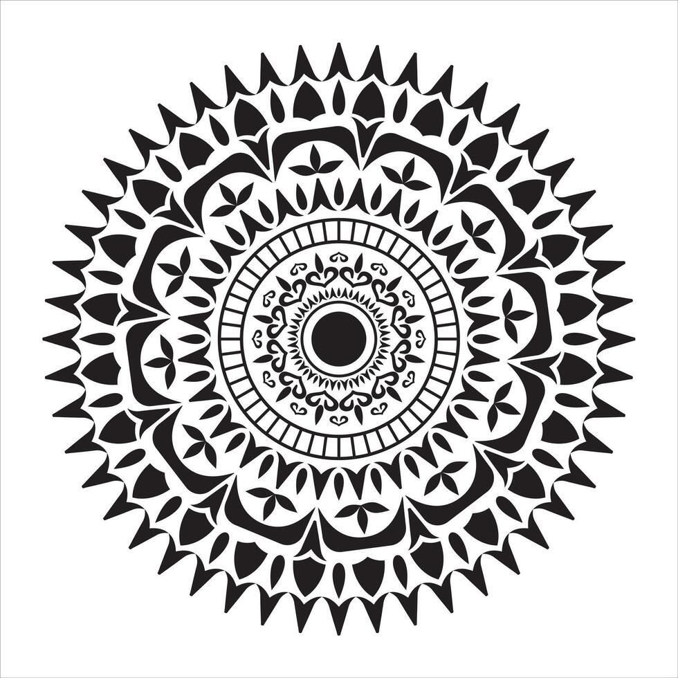 Black and white circle line art elements mandala design vector