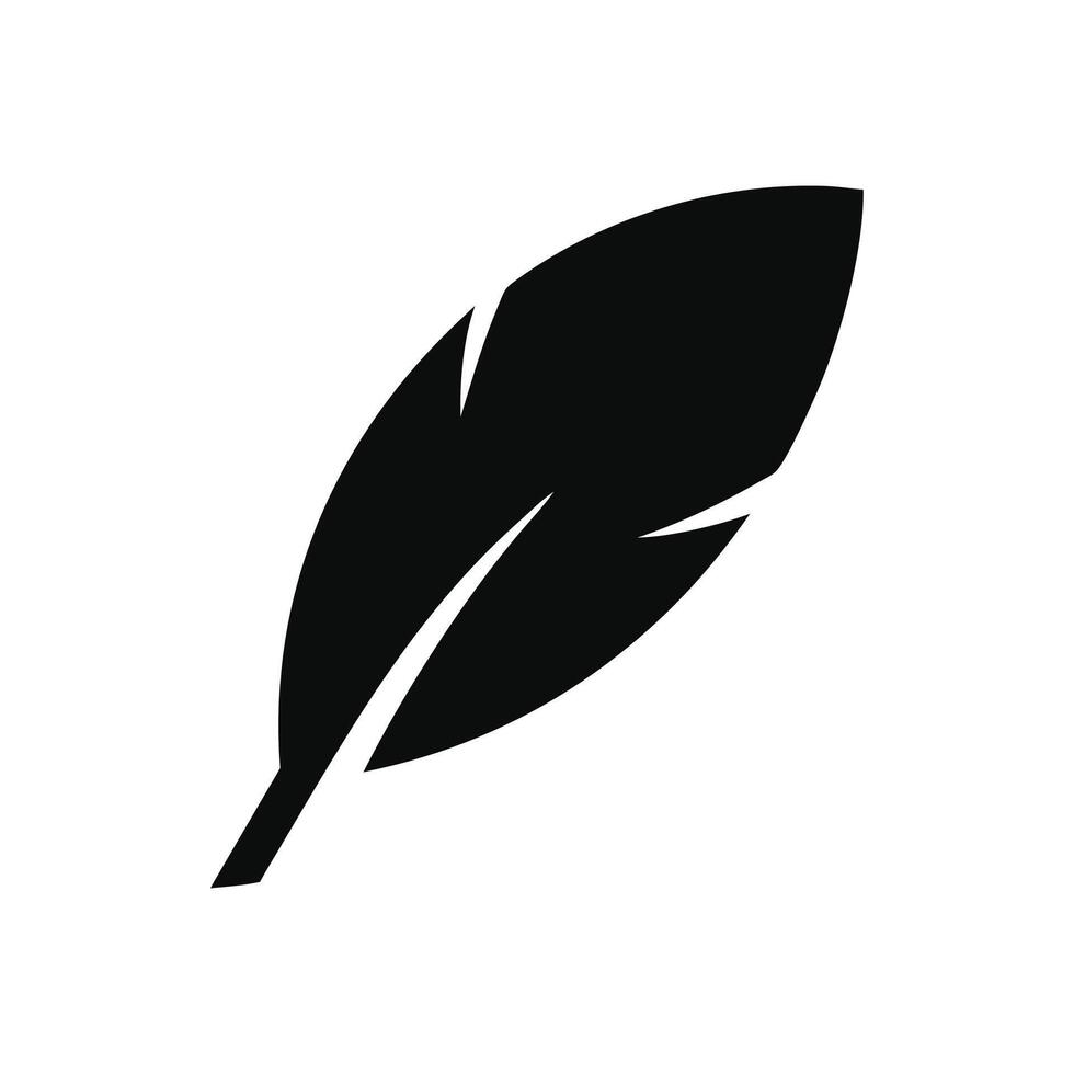 Feather silhouette icon image,simple and minimalist icon design,isolated on white background,can be for sign or logo vector