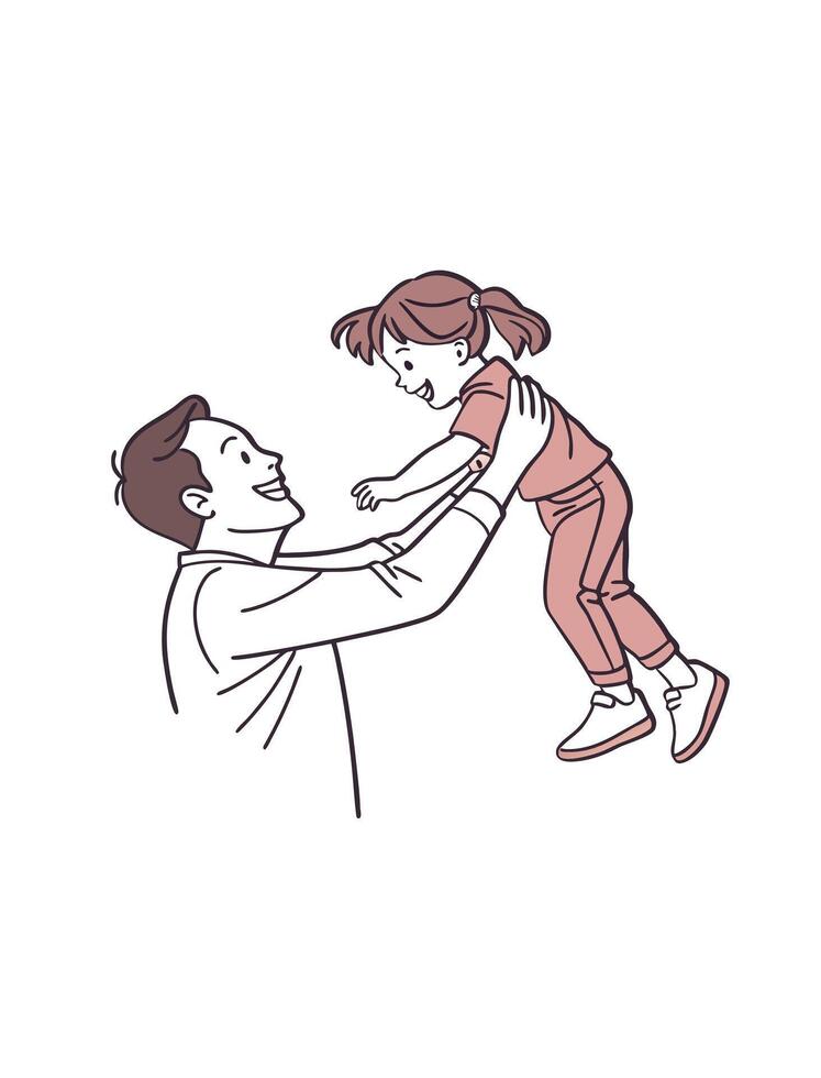 Dad and daughter innocent love vector