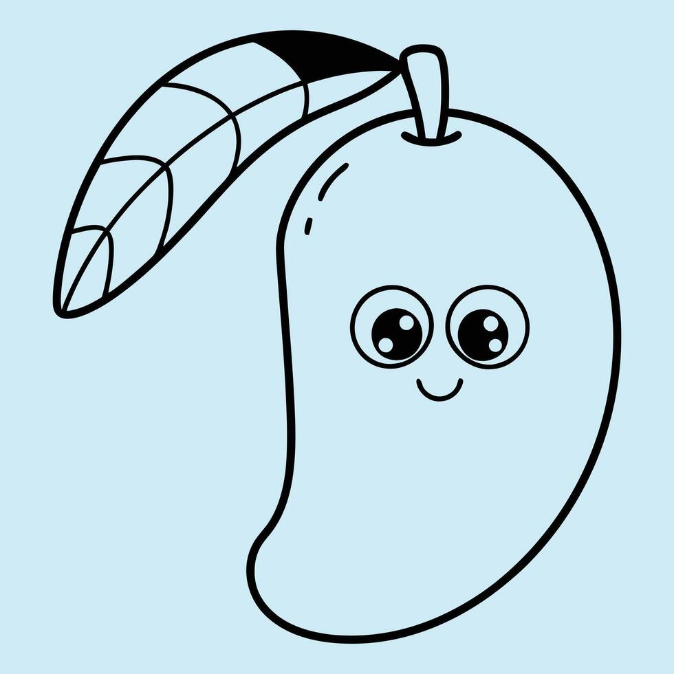 A cute mango art for color book vector