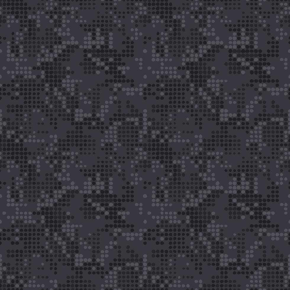 Digital dot half tone black camouflage, seamless pattern. Urban clothing style, masking dotty camo repeat print. Monochrome texture vector
