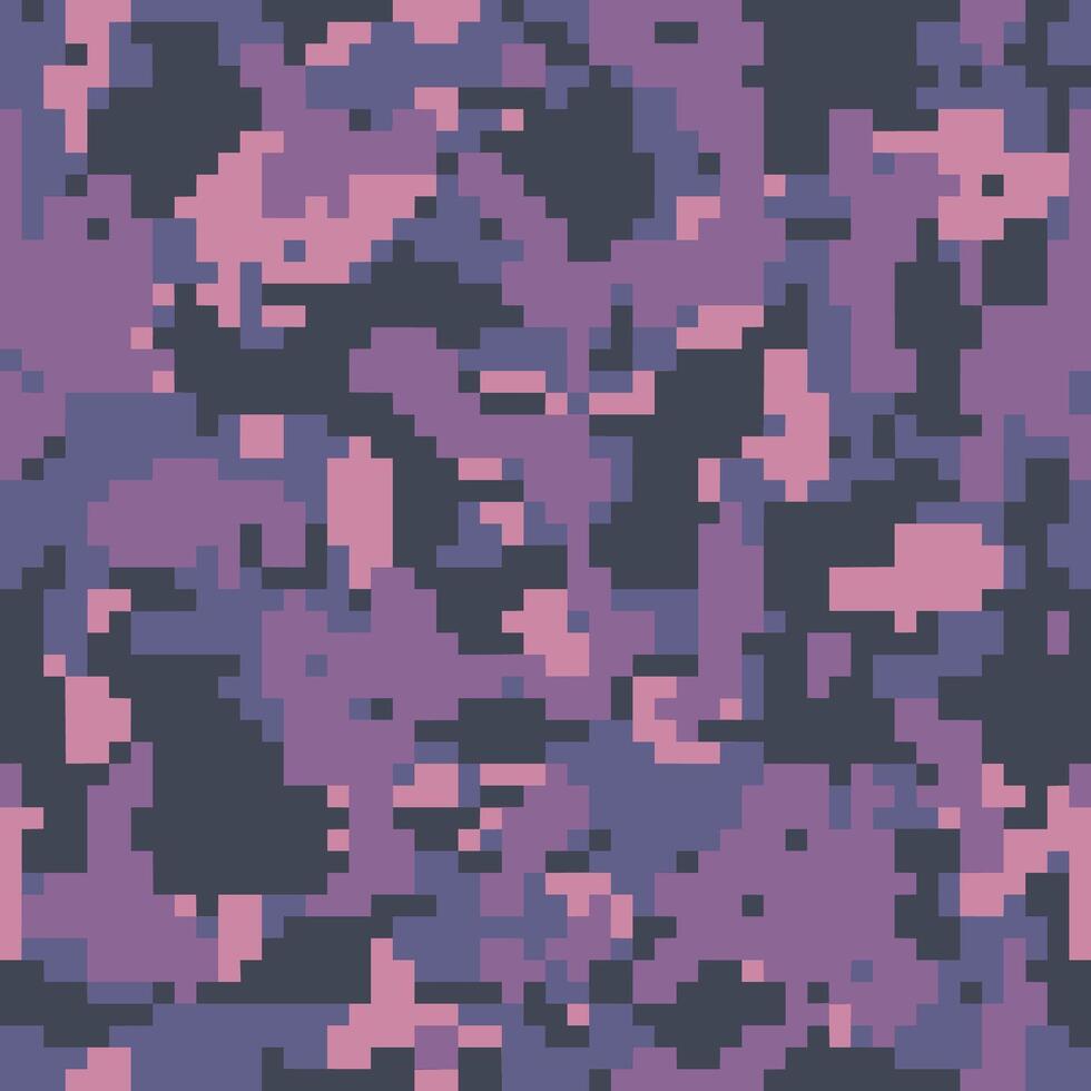Digital camouflage pattern background, seamless classic military clothing style. Masking army camo, repeat print for Wallpapers or prints on fabric. Purple colors, violet texture. vector