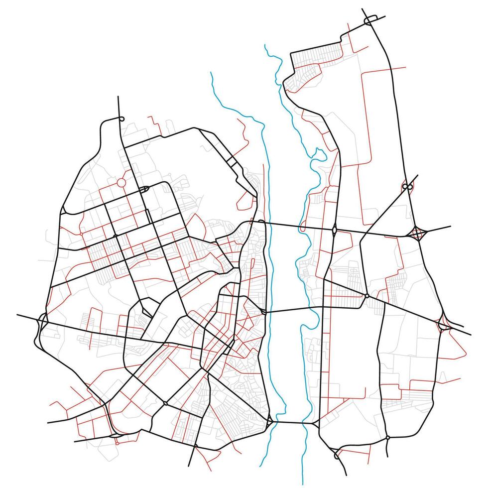 Voronezh city map - town streets on the plan. Map of the scheme of road. Urban environment, architectural background vector