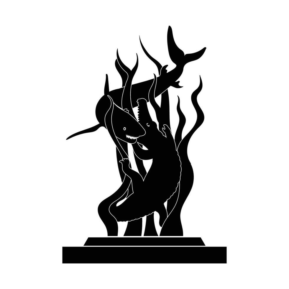 sura and baya silhouette statue vector