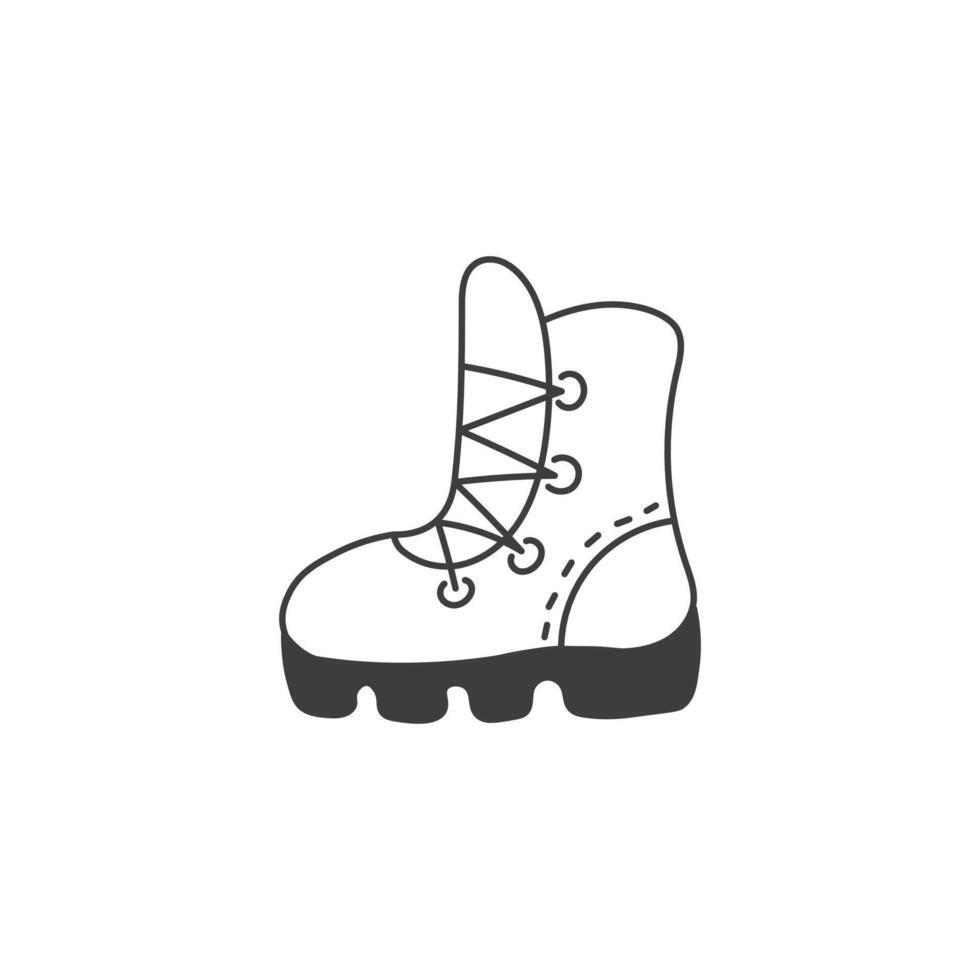 Hiking Boot Doodle Icon vector