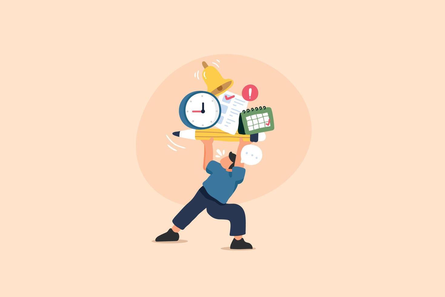 Multi tasking and Task Management with Clock and Envelope Illustration. vector