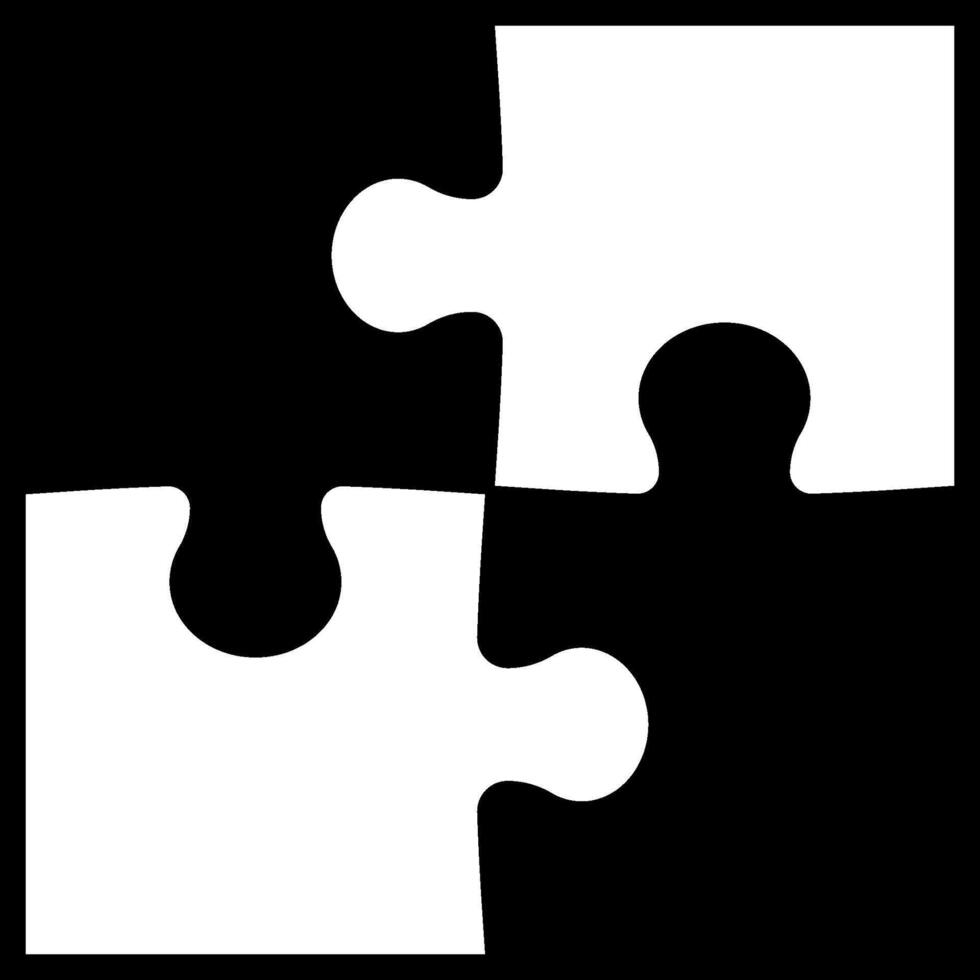 black and white puzzle in a black square without background vector