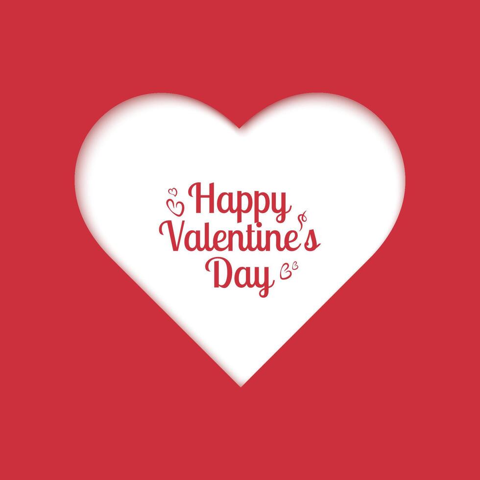 Valentine's Day card with a cut out paper heart and a congratulatory inscription. vector