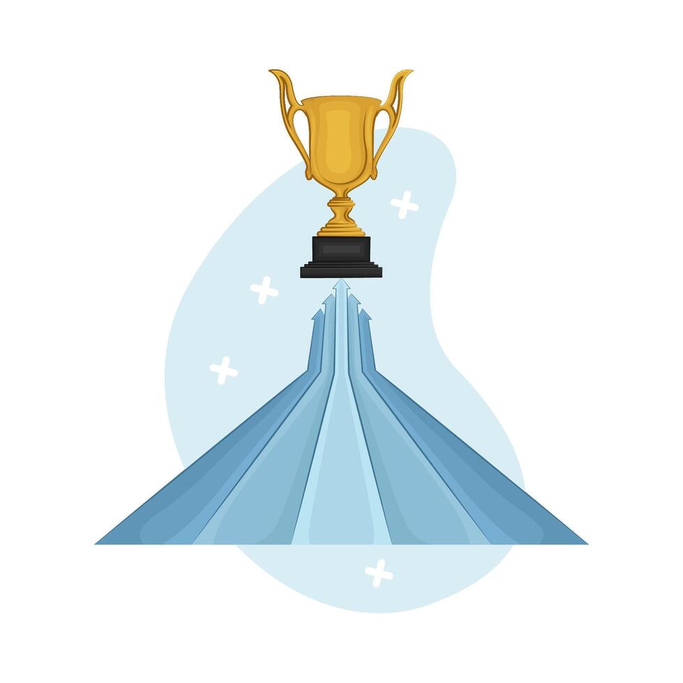 illustration of Go straight with the trophy in front vector