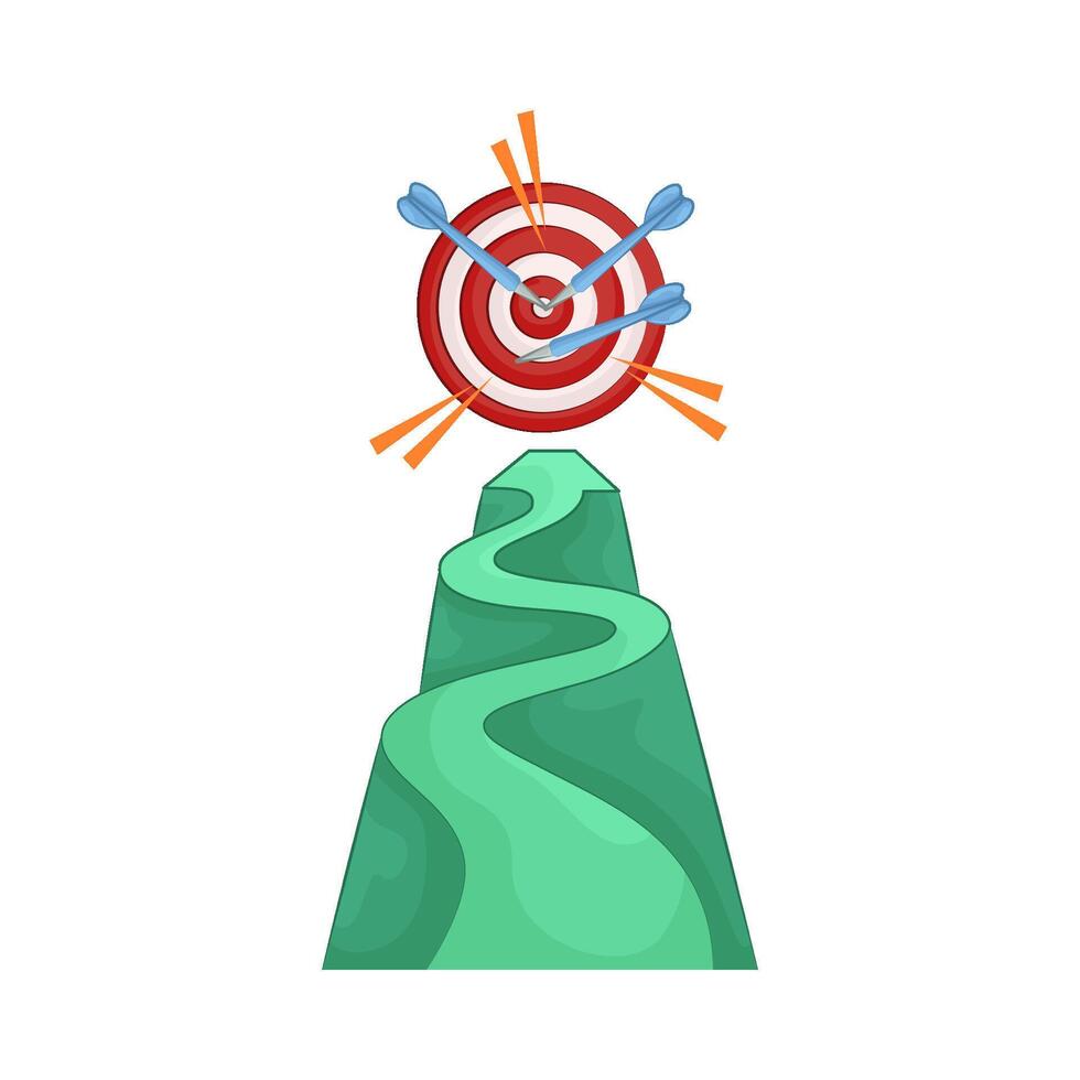 illustration of a winding road with a destination ahead vector