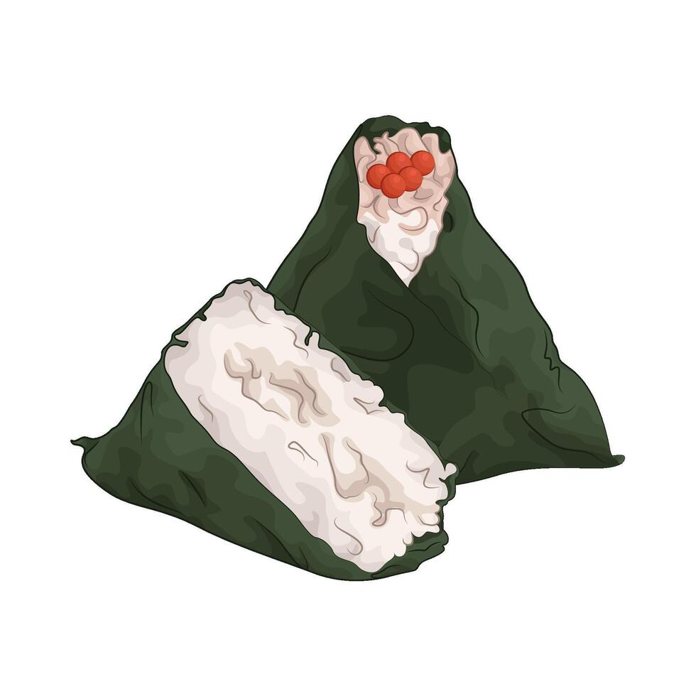 salmon onigiri illustration vector