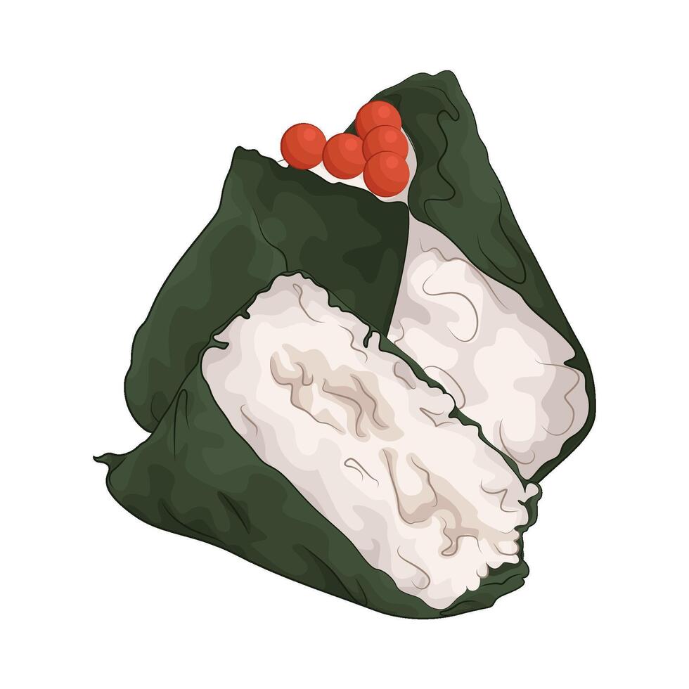fresh salmon onigiri vector