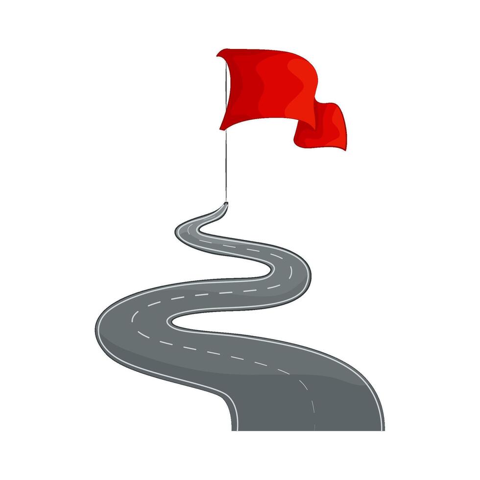 illustration of winding road with flags in front vector