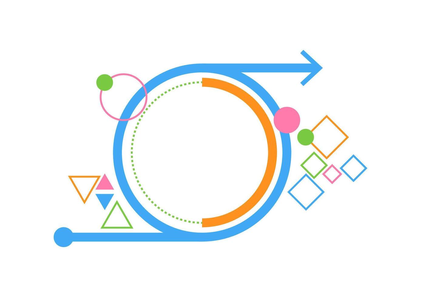 Geometric of a colorful modern circle border isolated on a white bac vector