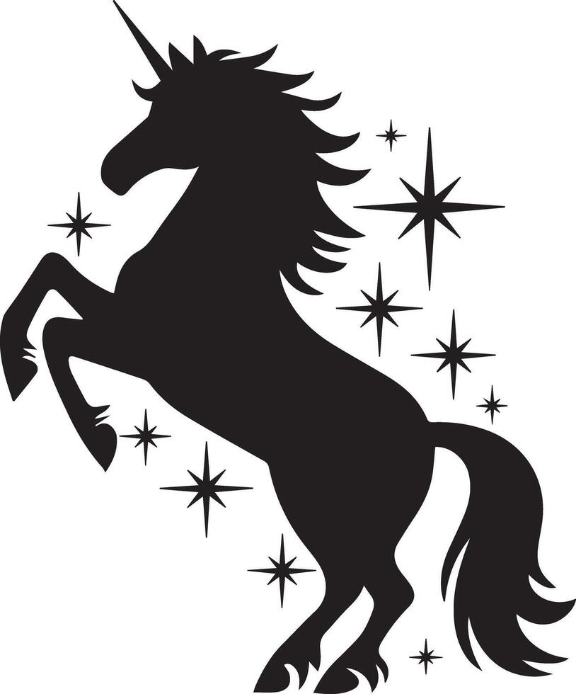 Magic unicorn silhouette, Stylish icons,vintage art vector