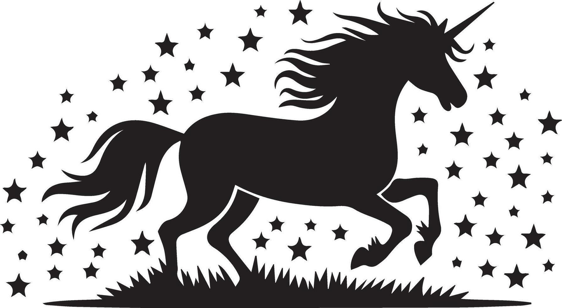 unicorn silhouette icon illustration flat style vector