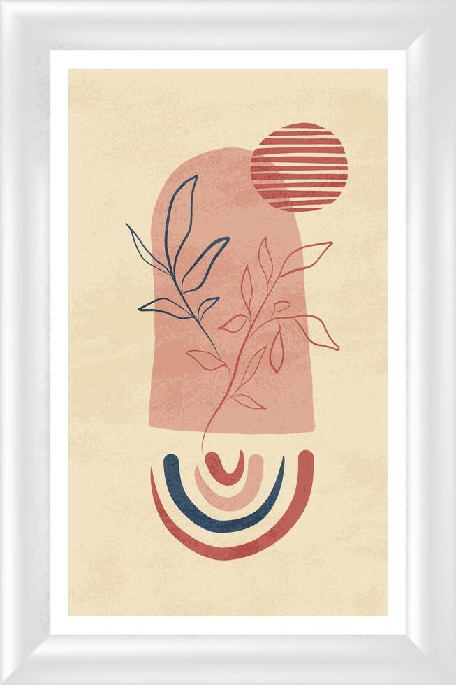 A framed art print with a red, white and blue design vector