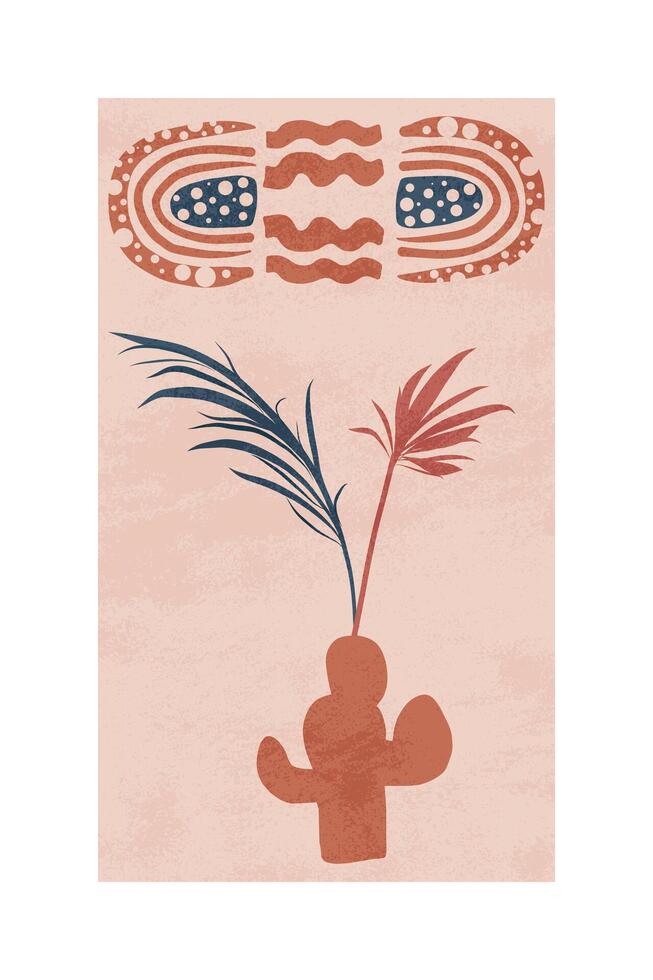 A poster with a cactus and a flag vector