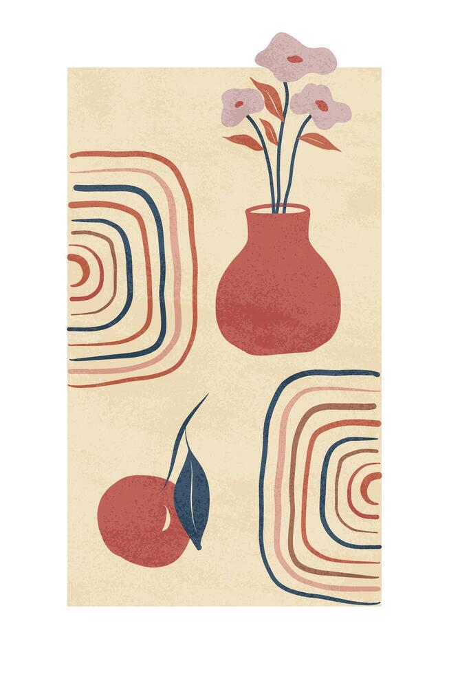 A painting of flowers and a vase vector