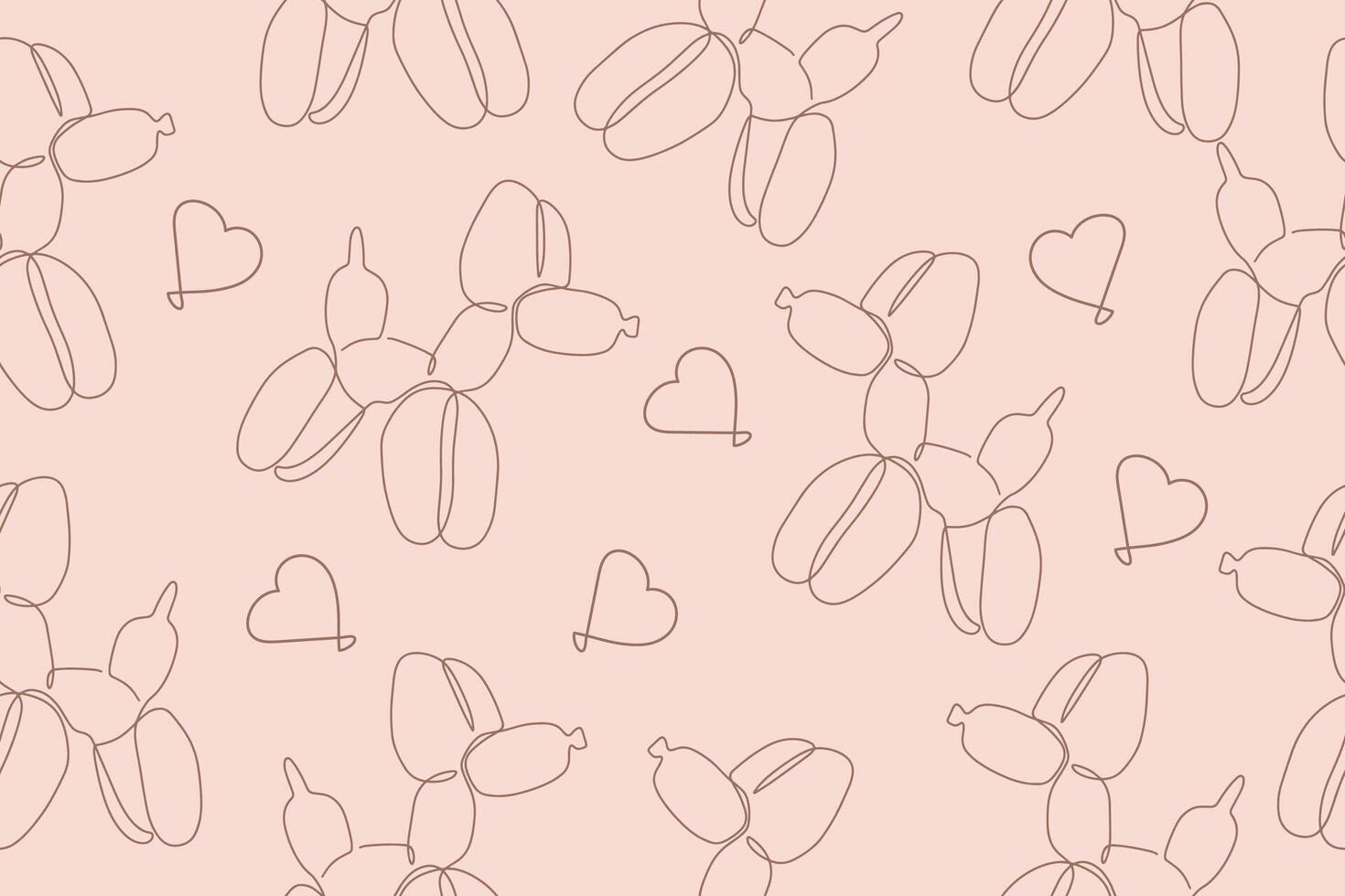 Classic balloon dog. seamless pattern cute bubble animal. Design element for logo, card, t-shirt print, invitation, accessories. Inflatable dog linear icon. vector