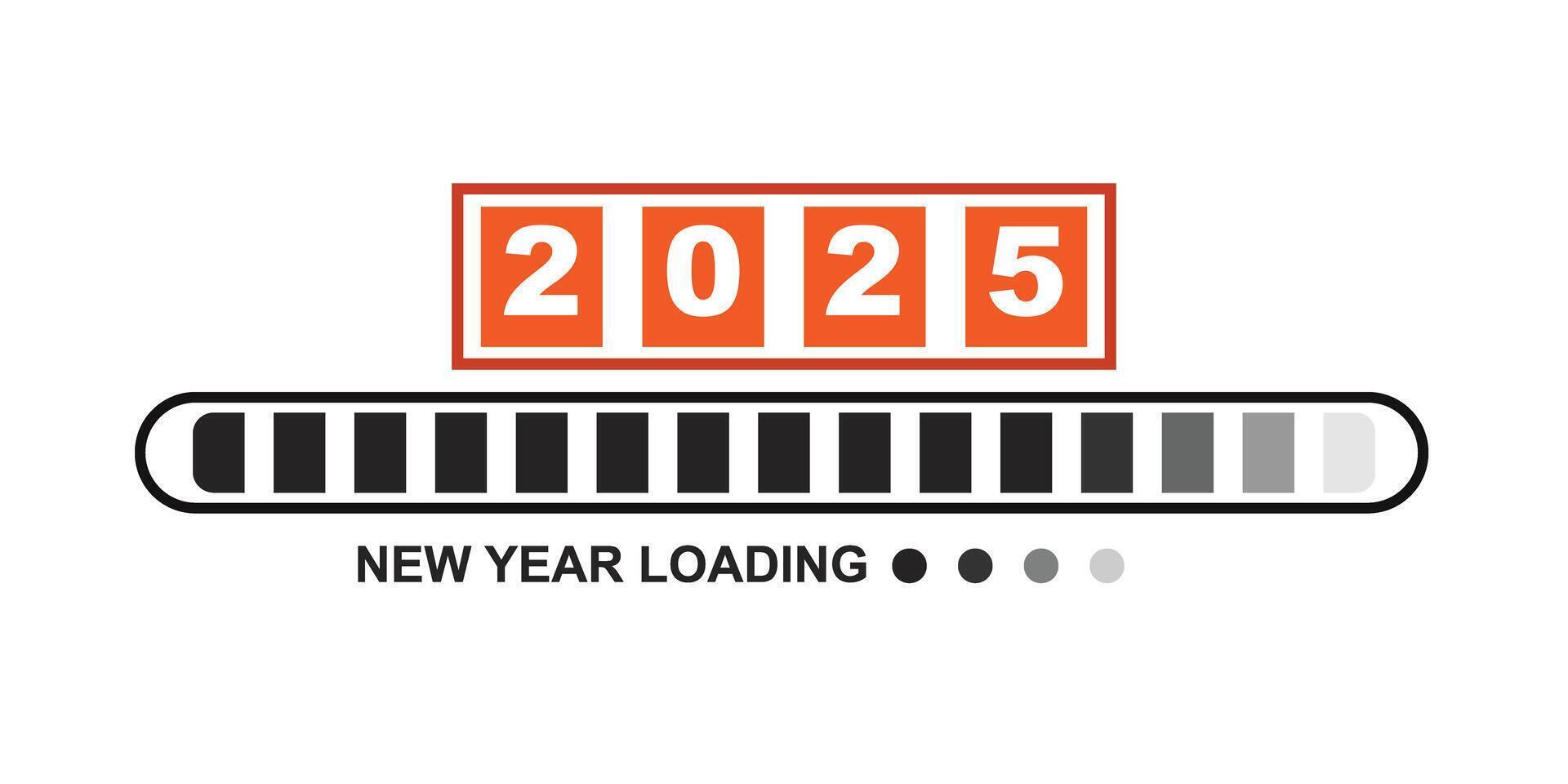 Loading 2024 to 2025 black progress bar. Happy new year 2025 welcome. Year changing from 2024 to 2025. end of 2024 and starting of 2025. Almost reaching New Year Wishes 2025. start goal and planning. vector