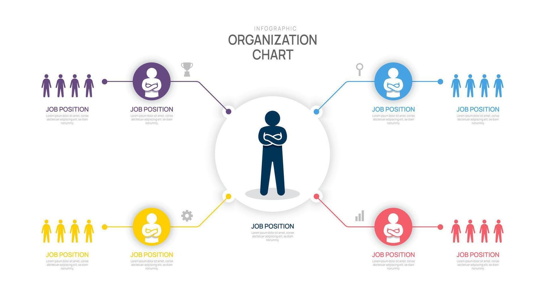 organization chart hierarchy Infographic template for with business icons avatar. illustration. vector