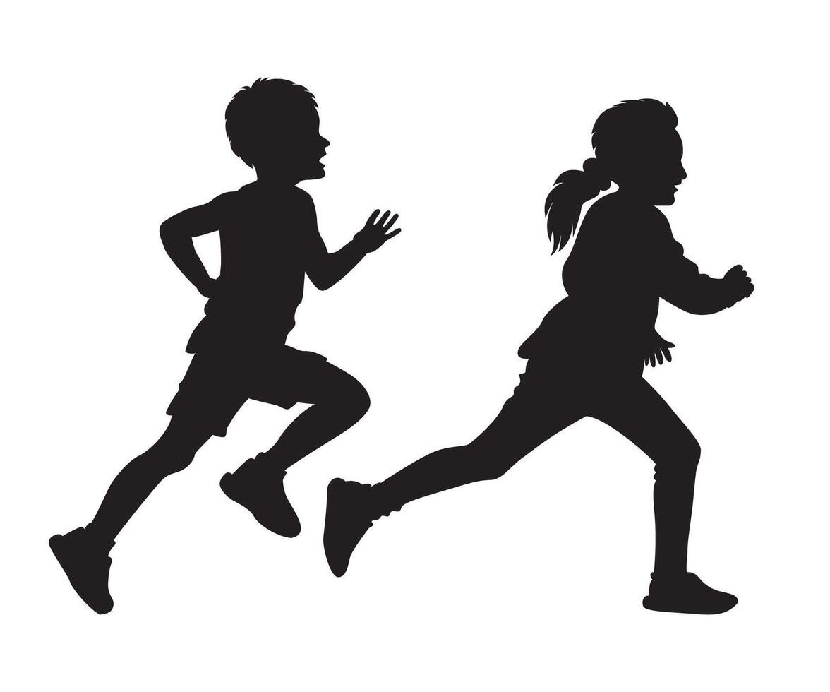Silhouette Drawing Of Young Characters vector