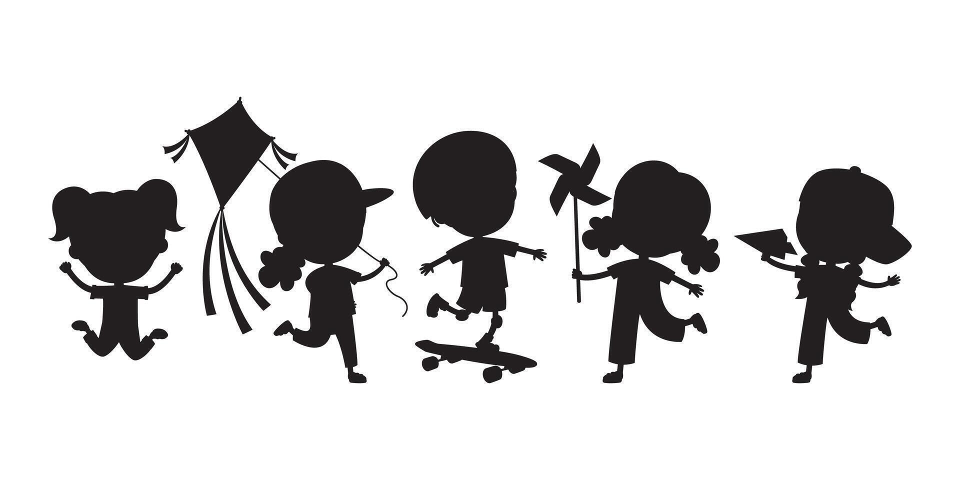 Silhouette Drawing Of Cartoon Characters vector