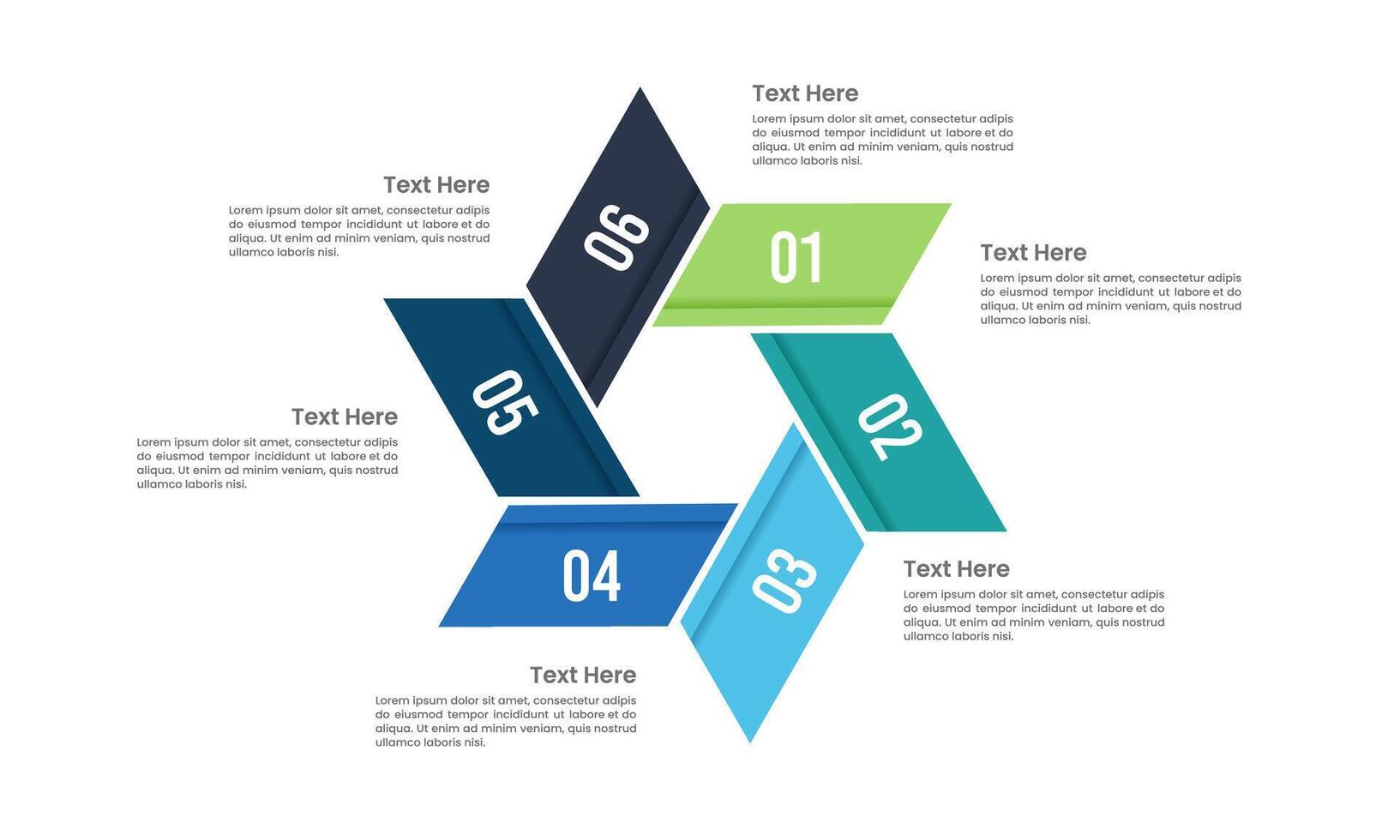 Six pointed star infographic design template. Business presentation, Report, Information, Strategy and Plan. vector