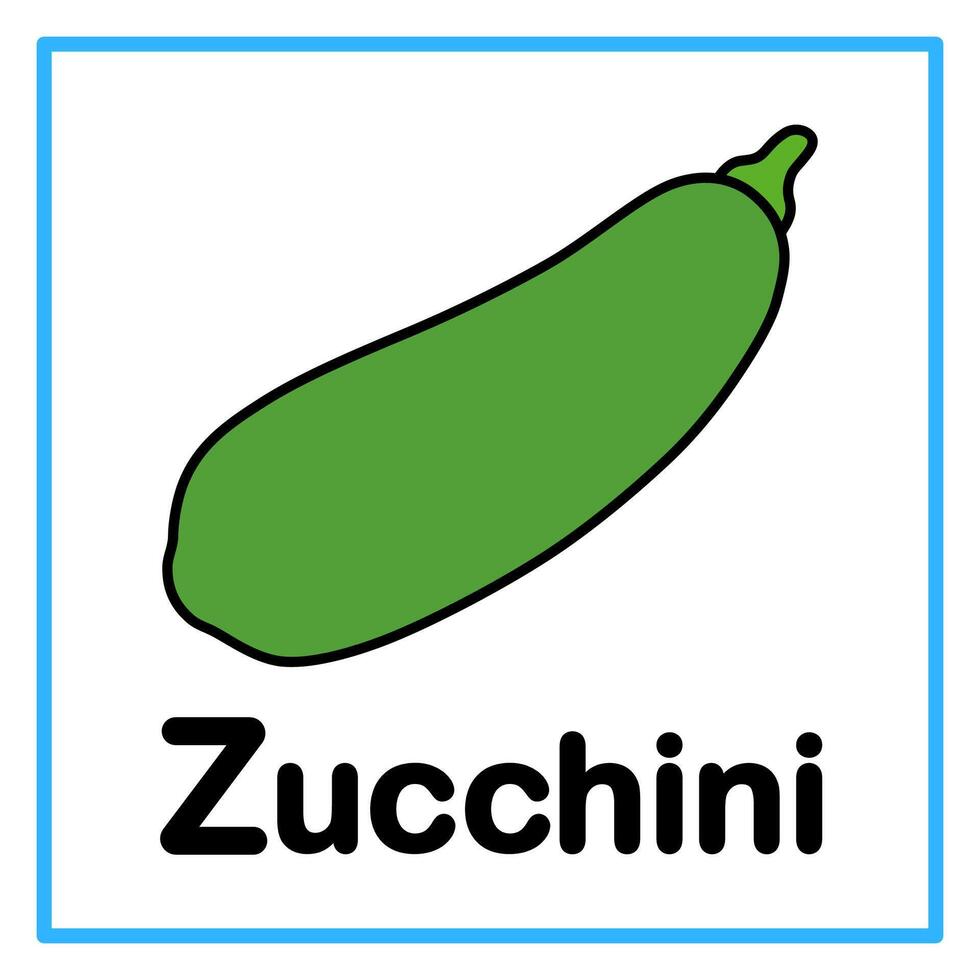 flat zucchini fruit with alphabet letter vector