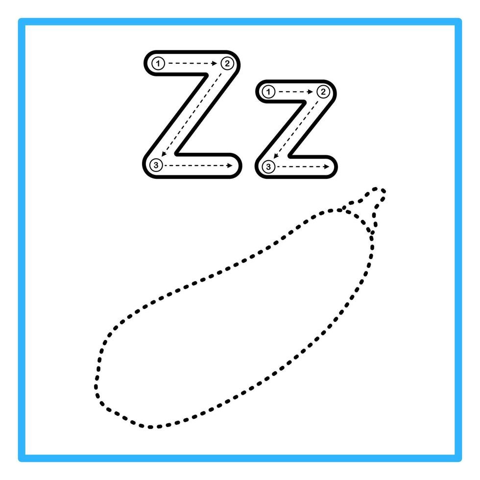 Alphabet tracing with trace zucchini fruit vector