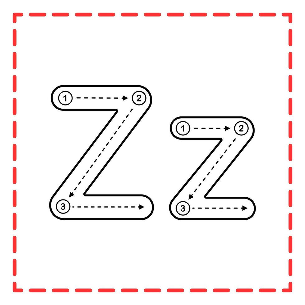alphabet tracing Letters Z Set illustration vector