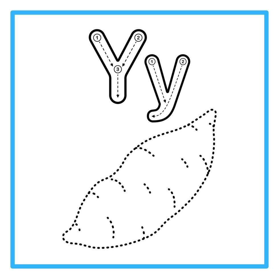 tracing alfabet trace yam illustration vector