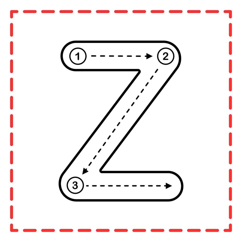 alphabet tracing Uppercase Letter Z vector