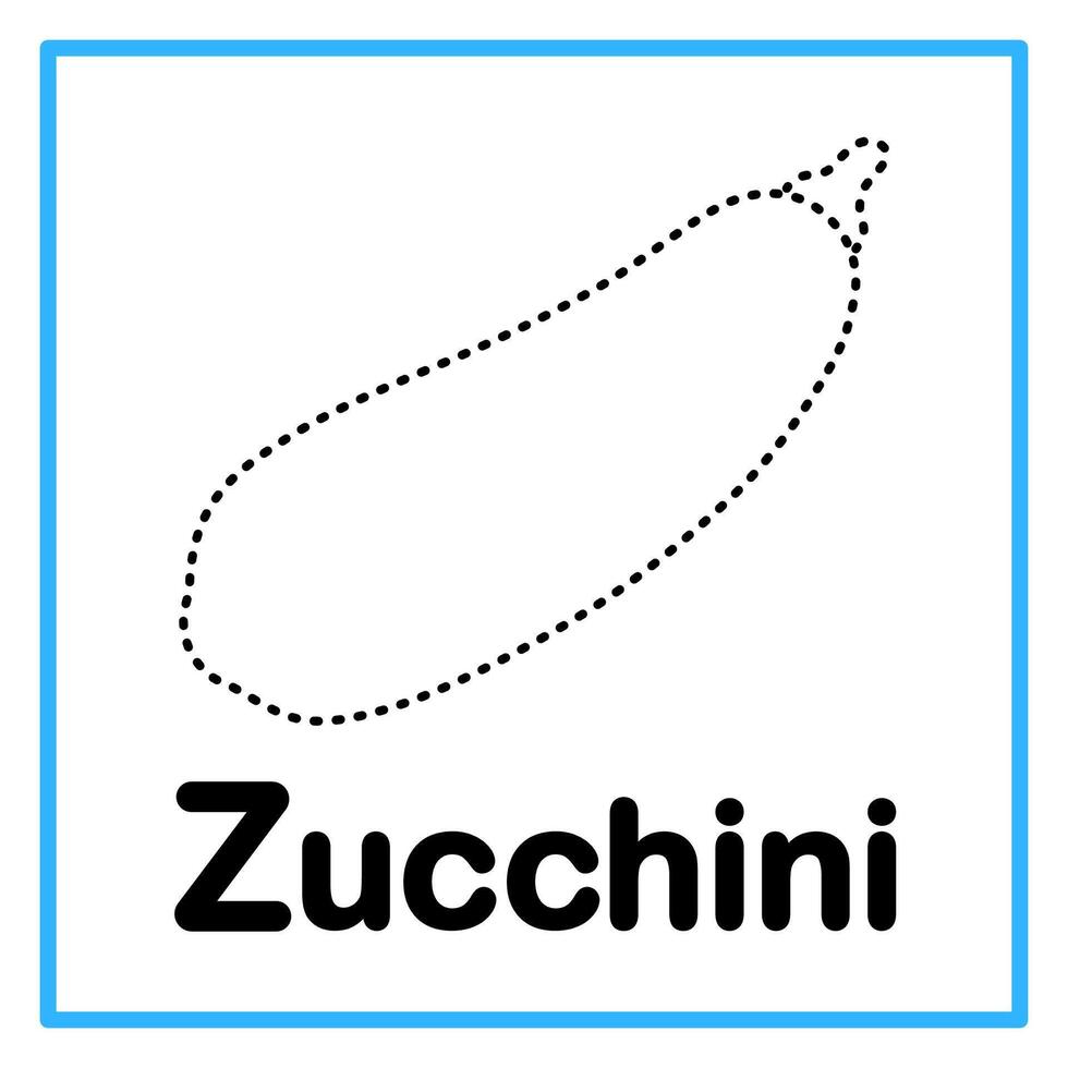 tracing zucchini fruit with alphabet letter vector