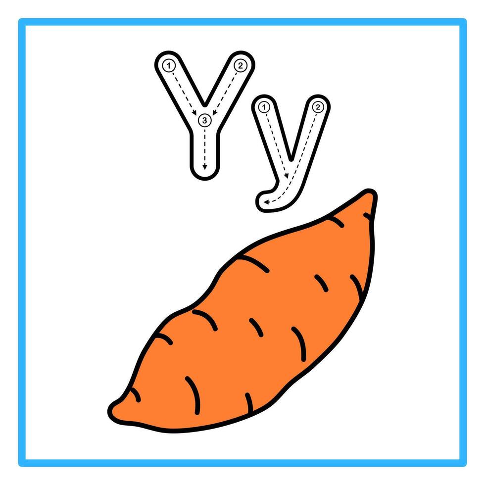 tracing alfabet flat yam illustration vector