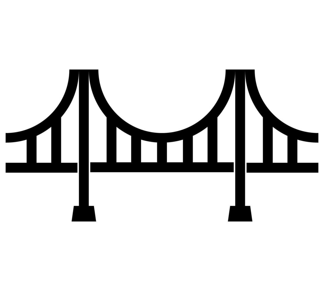 Golden Gate Bridge Icon. illustration of a golden gate bridge icon. abstract symbol. black silhouette. vector