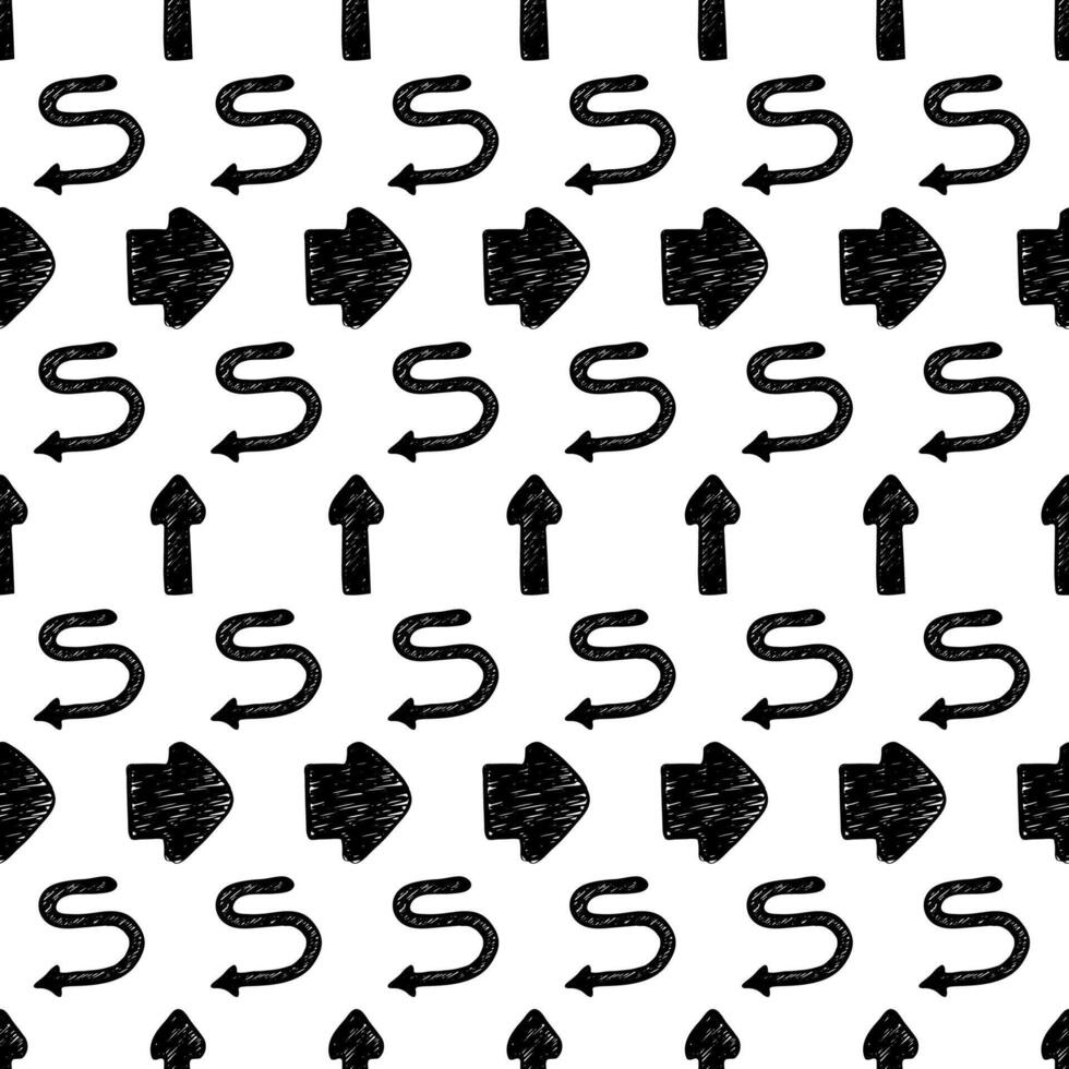 Seamless pattern with black hand drawn arrows vector