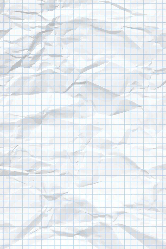 White clean crumpled checkered paper vector