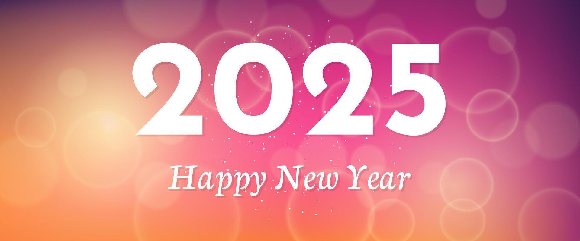 Happy new year 2025 inscription on blurred background vector