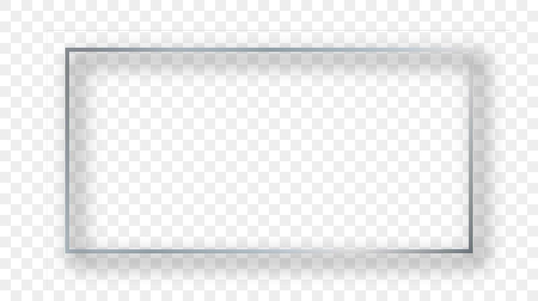 Silver glowing rectangular shape frame with shadow vector