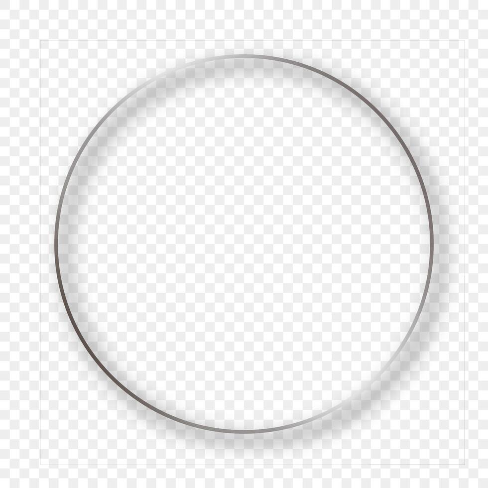 Silver glowing circle frame with shadow vector