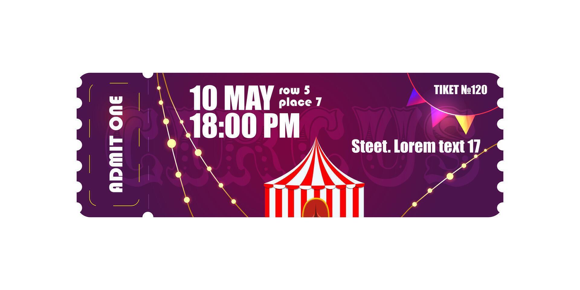 ticket to the circus on a purple background vector