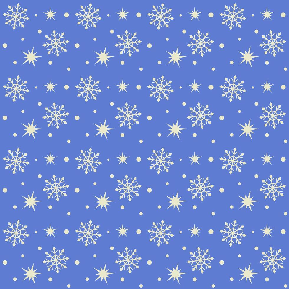 Seamless pattern with snowflakes on blue background. Christmas wallpaper. vector