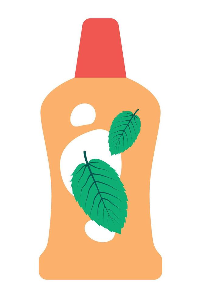 Bottle of mint mouthwash. Dental care product. Isolated illustration for your design vector