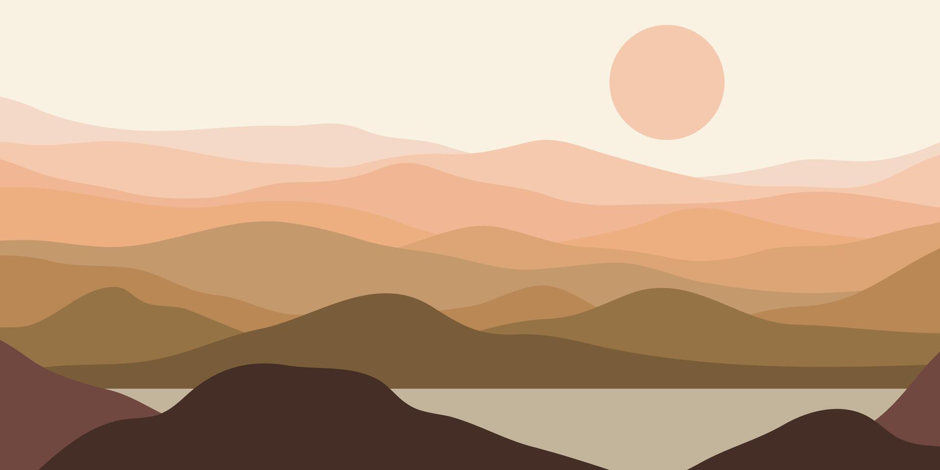 Mountain colors, translucent waves, sunset, abstract glass shapes, modern background. vector