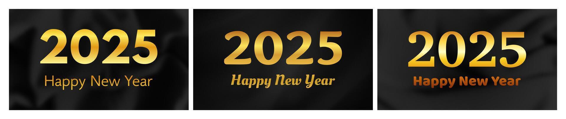 2025 Happy New Year on dark silk background vector