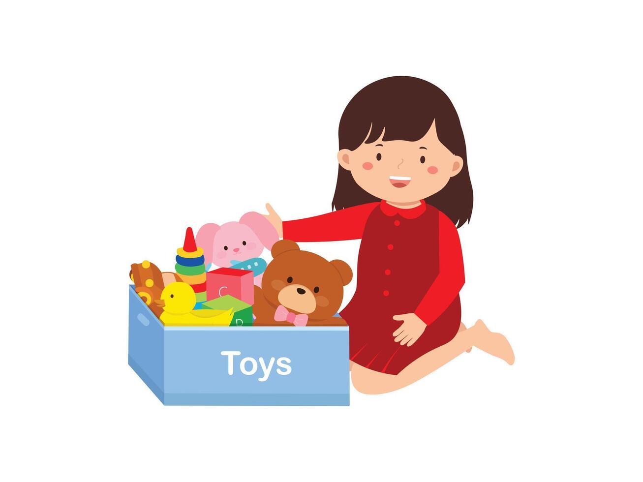 child playing with toys illustration vector